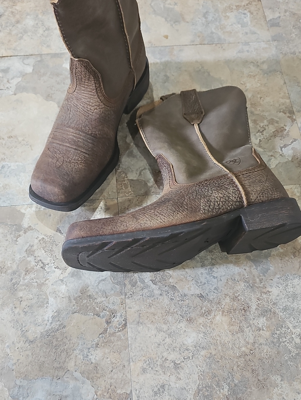 Ariat Brown Leather Mens Two-Tone Pull-On Western Boots